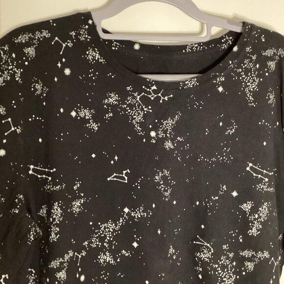 Reitmans Women's Black Long Sleeve Top T-Shirt Astronomy Stars Size L/XL Cotton - Picture 4 of 7